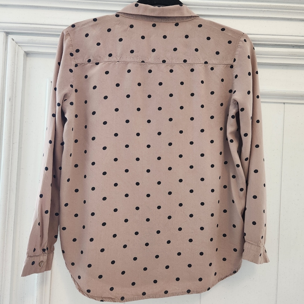 Divided by H&M Mauve & Black Polka Dot Blouse Size 4 - Picture 5 of 7